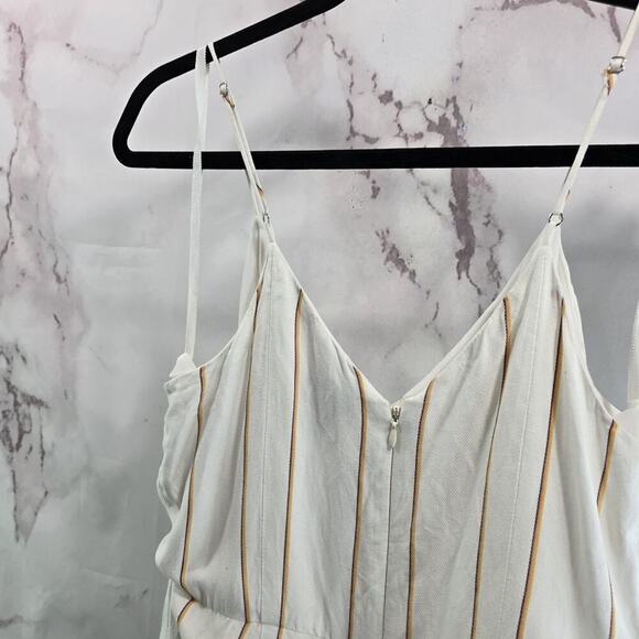 Anthropologie Jumpsuit Womens 8 Medium Linen Pinstripe Tank Essential - Picture 7 of 13